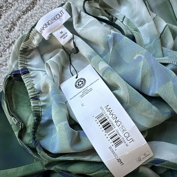 Making the Cut Women's Sheer Maxi Slip Dress Plus Sz Medium Green Print Reptile - Picture 10 of 10